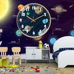 Wall Clock Home Decor Circular Clock Mirror Interstellar Universe Clock Simple Art Bedroom Wall Children'S Room Mute Clock