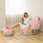 Inflatable Lounge Chair Outdoor Sofa with Footstool Plush Sofa