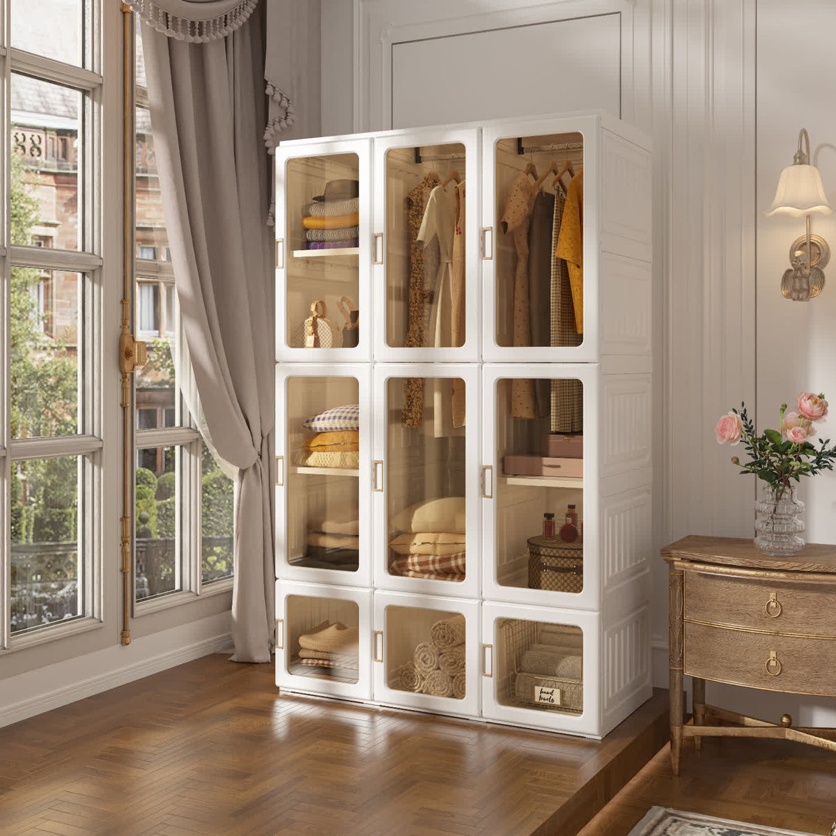 Foldable Wardrobe Closet with Hanging Rods