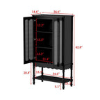 Black 34.6 In. Display Cabinet with China Cabinet, Accent Storage Cabinet, Garage Cabinet, Bookcase, Food Pantry