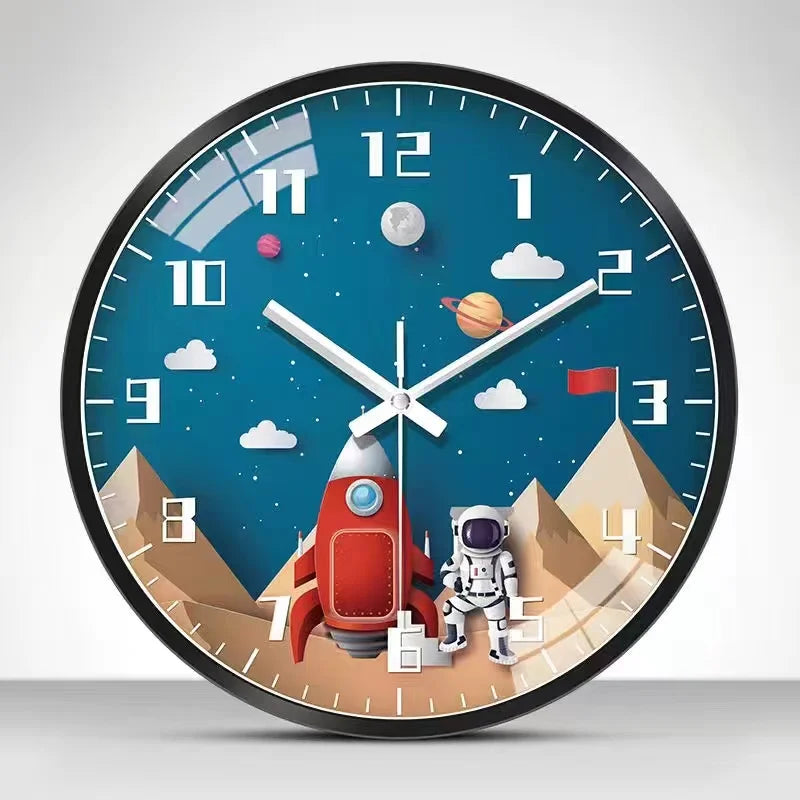 Wall Clock Home Decor Circular Clock Mirror Interstellar Universe Clock Simple Art Bedroom Wall Children'S Room Mute Clock