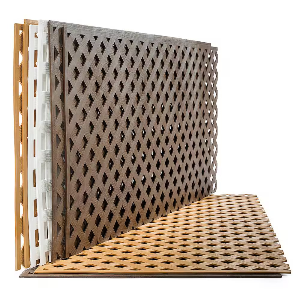 4 Ft. X 8 Ft. Brazilian Walnut Privacy Diamond Vinyl Lattice Panel - Solid Border
