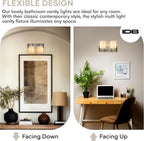 Bathroom Light Fixtures - 2 Lights, Oil-Rubbed Nickel Vanity Lights with Milk Glass Shades - Interior Lighting over Mirror - E26, 100W LED, Bulbs Not Included