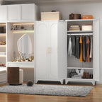 71" White Metal Armoire Wardrobe Closet with 2 Doors and Shelves