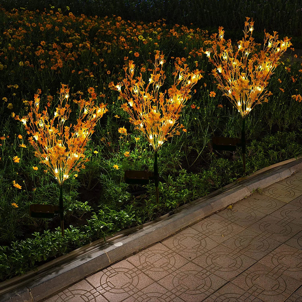 Solar Garden Lights Outdoor Decorative, 2 Pack Solar Canola Flower Lights, LED Solar Stake Lights Waterproof Lights for Patio, Garden, Yard, Lawn, Pathway