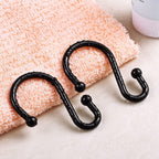 Metal Shower Curtain Hooks, Rust Proof Shower Curtain Rings, Black Shower Curtain Hooks for Bathroom, S Shaped Decorative Shower Hooks Hangers for Shower Curtain Rod,Set of 12