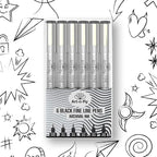 Micro Pen Set - 6 Assorted Sizes - Black Ink Fineliner Pens | Waterproof, No Bleed & Quick-Dry Fine Point Pen with Japanese Archival Pigment Ink for Drawing, Sketching, Manga, Illustration