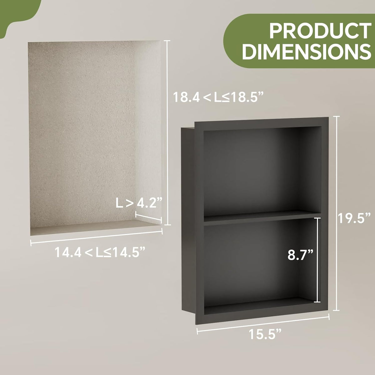 14X18 Medicine Cabinet Recessed Stainless Steel, 2-Tier, Medicine Cabinet Organizer,Stainless Steel Wall Niche, Bathroom Wall Cabinet, Recessed Bathroom Cabinet, Wall Cabinet, Black