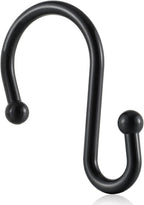 Metal Shower Curtain Hooks, Rust Proof Shower Curtain Rings, Black Shower Curtain Hooks for Bathroom, S Shaped Decorative Shower Hooks Hangers for Shower Curtain Rod,Set of 12