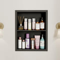 14X18 Medicine Cabinet Recessed Stainless Steel, 2-Tier, Medicine Cabinet Organizer,Stainless Steel Wall Niche, Bathroom Wall Cabinet, Recessed Bathroom Cabinet, Wall Cabinet, Black