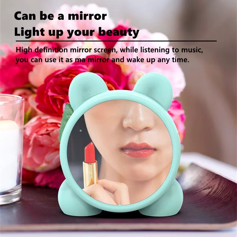 Bluetooth Mirror Table Clock Kids Alarm Clock Cute Cat Digital Alarm Clock for Kids Bedside Clock Children'S Sleep Led Clocks