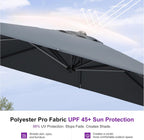 Outdoor Umbrella 8' X 8' Square Premium Sun Protection Grey
