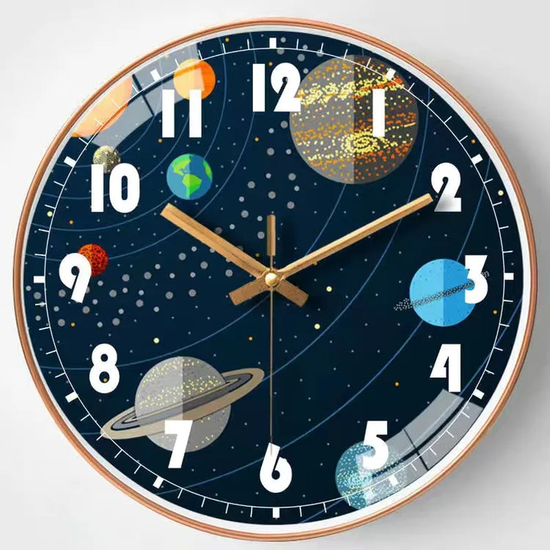 Wall Clock Home Decor Circular Clock Mirror Interstellar Universe Clock Simple Art Bedroom Wall Children'S Room Mute Clock