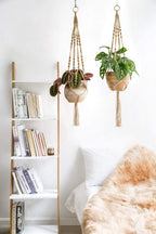 4 Pack Macrame Plant Hangers Indoor Hanging Planter Basket Decorative Flower Pot Holder Jute Rope for Indoor Outdoor Home Decor 4 Legs 40 Inch, Brown