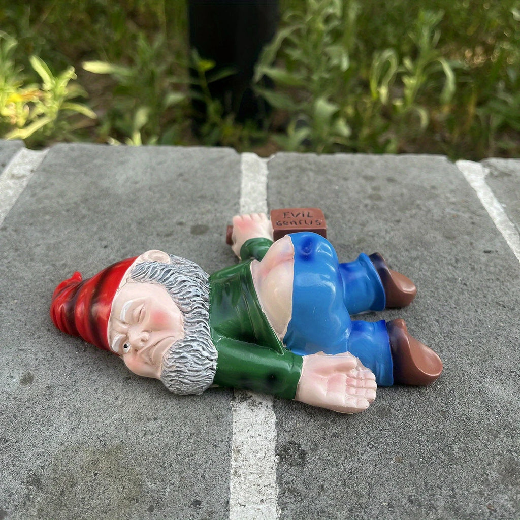 1Pc Drunken Garden Gnome Statue, 5.91Inch Resin Garden Gnome Crafts, Garden Decoration, Creative Garden Statue Decor, Weatherpro