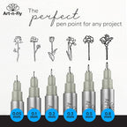 Micro Pen Set - 6 Assorted Sizes - Black Ink Fineliner Pens | Waterproof, No Bleed & Quick-Dry Fine Point Pen with Japanese Archival Pigment Ink for Drawing, Sketching, Manga, Illustration