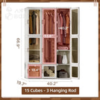 Foldable Wardrobe Closet with Hanging Rods