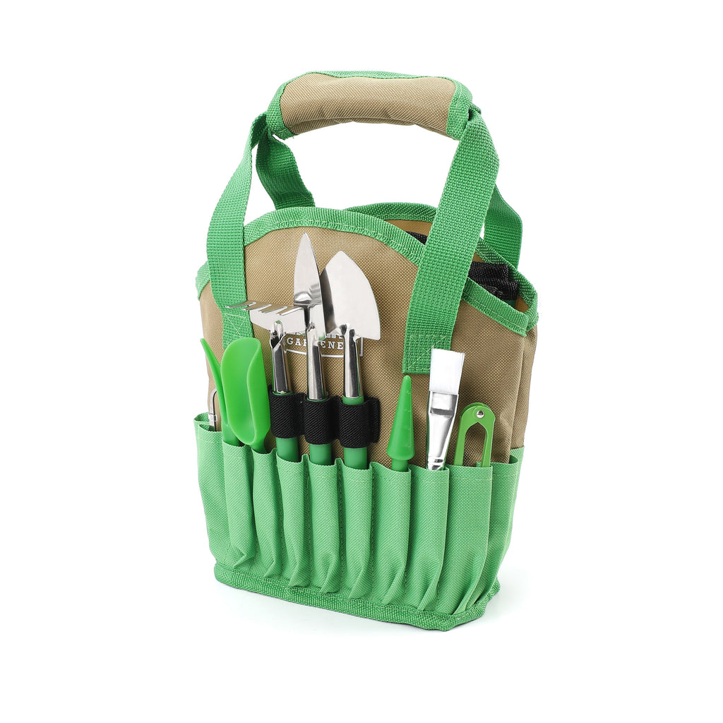 Ensemble d'outils en acier inoxydable pour jardinage d'intérieur, 14 pièces, vert