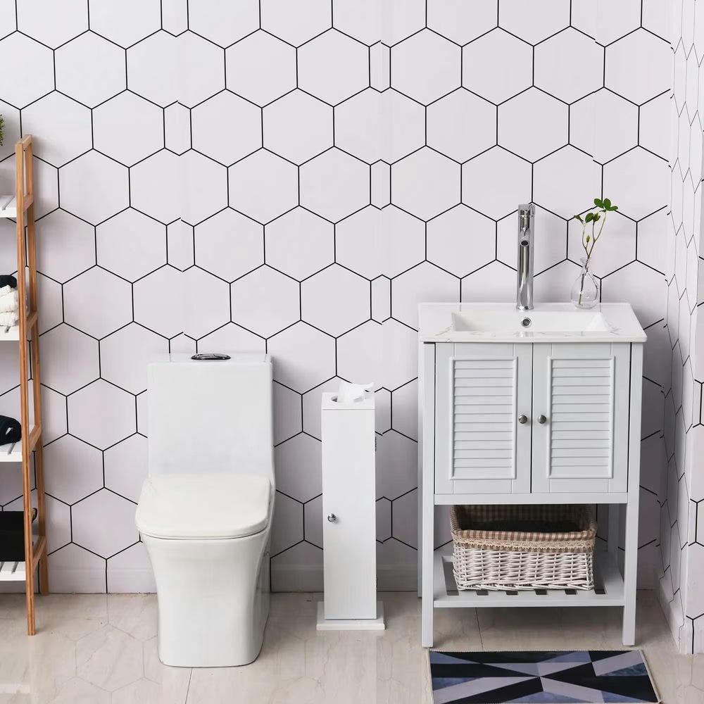 Bathroom Cabinet, Storage Cabinet,Small Toilet Paper Cabinet, Bathroom Corner Cabinet with Doors and Shelves, White