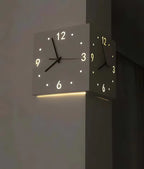 Corner Modern Wall Clock, Stylish Double-Sided Luminous Wall Clock, Sensor Luminous Corner Wall Clock, Mute Wall Clock