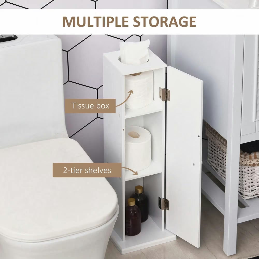 Bathroom Cabinet, Storage Cabinet,Small Toilet Paper Cabinet, Bathroom Corner Cabinet with Doors and Shelves, White