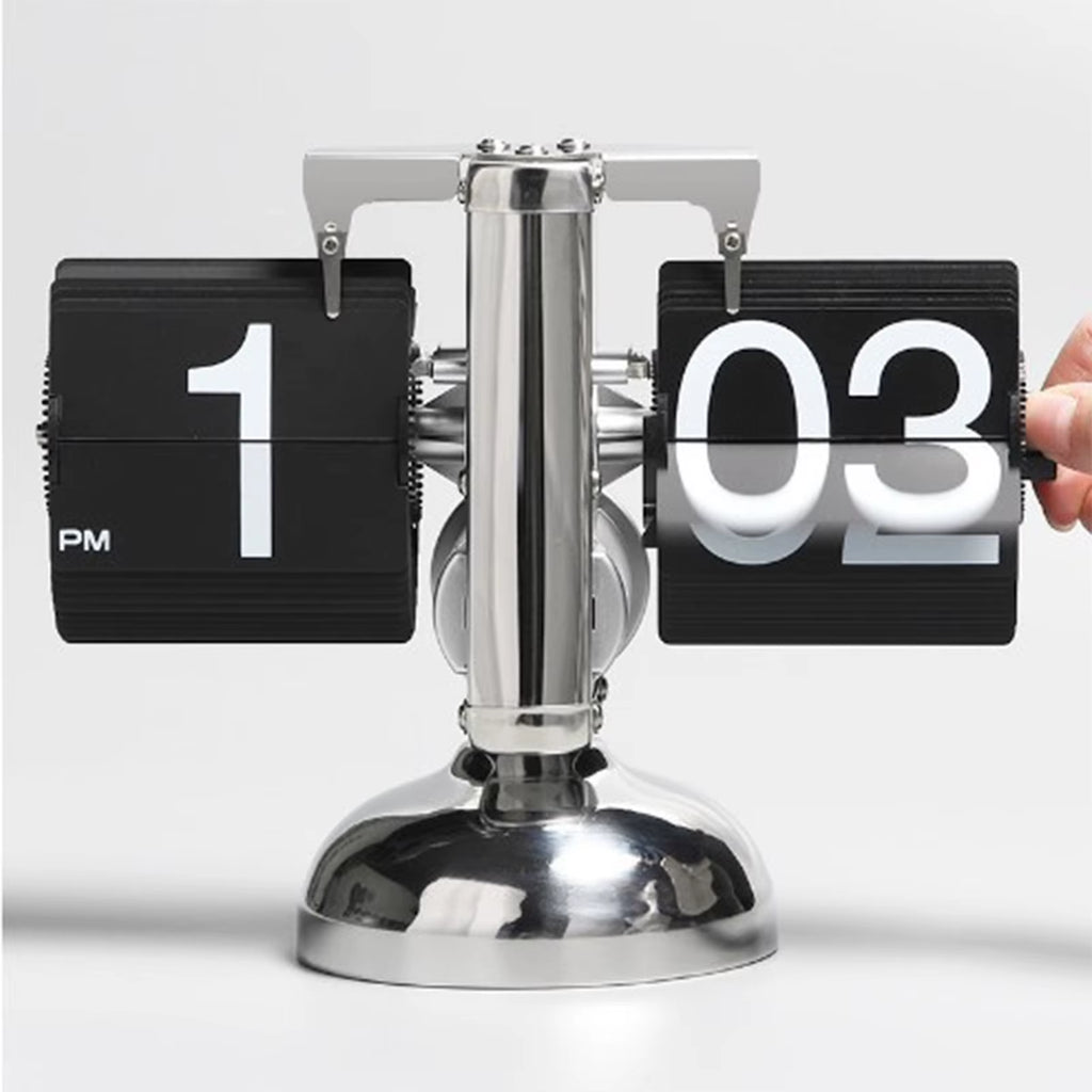 Digital down Clock Retro Minimalist Single Foot Mechanical Auto Clock Desk Clock for Home Livingroom Desk Clock