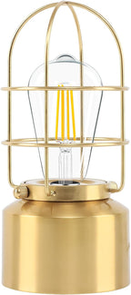 Small Touch Gold Table Lamp for Small Spaces - 3 Way Dimmable Industrial Bedside Lamp - Steampunk Antique Nightstand Desk for Bedroom, Living Room (Bulb Included)