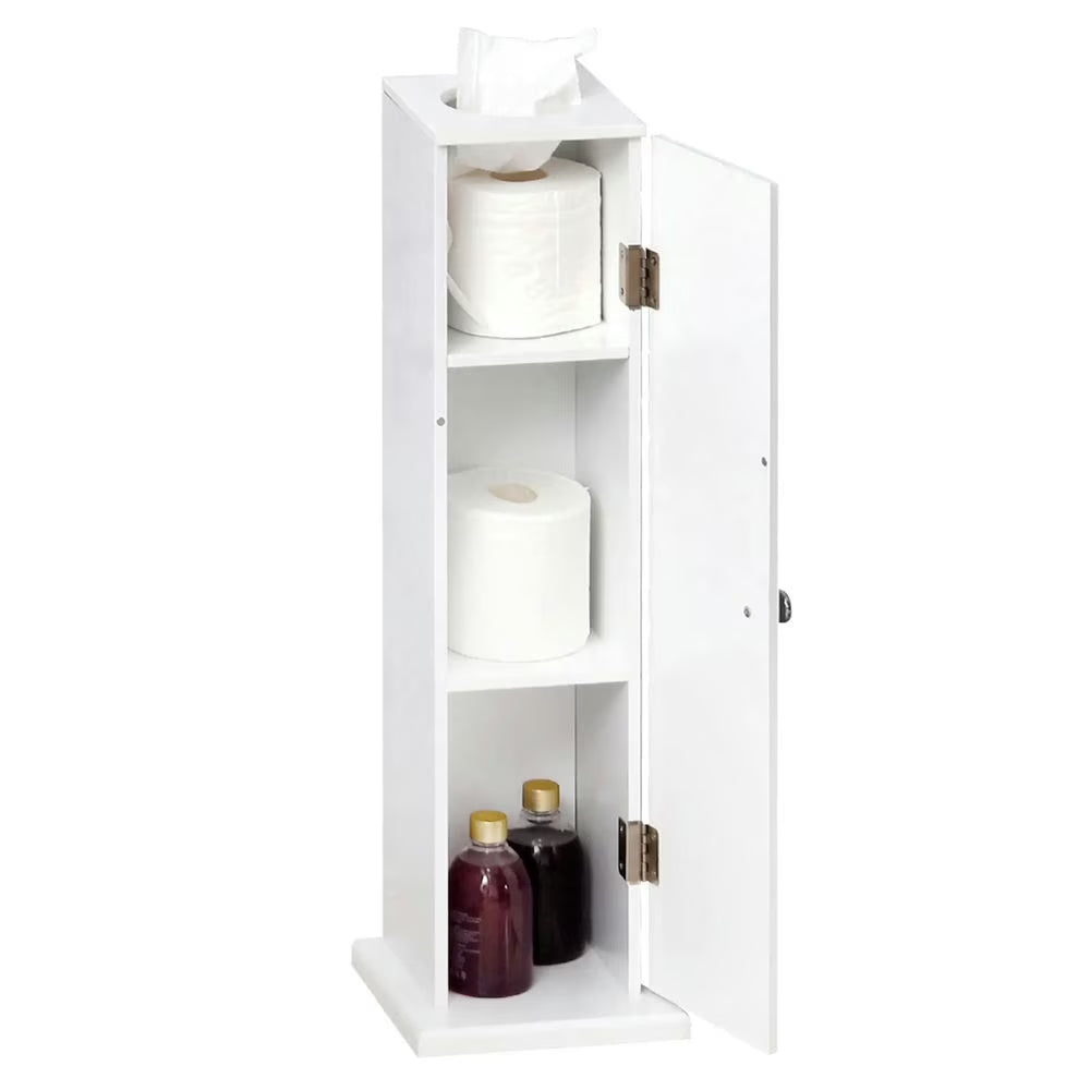 Bathroom Cabinet, Storage Cabinet,Small Toilet Paper Cabinet, Bathroom Corner Cabinet with Doors and Shelves, White
