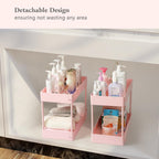 4-Tier Pink Slim Storage Cart, Narrow Laundry Cart with Wheels, Dividers, Hanging Cups, Hooks, Easy Assembly