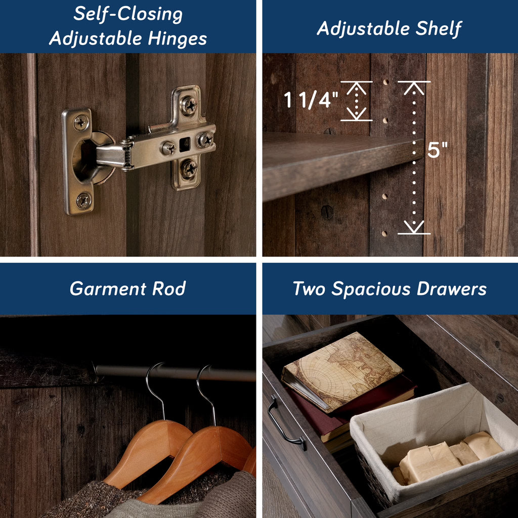 Select Wardrobe Armoire, Reclaimed Pine Finish