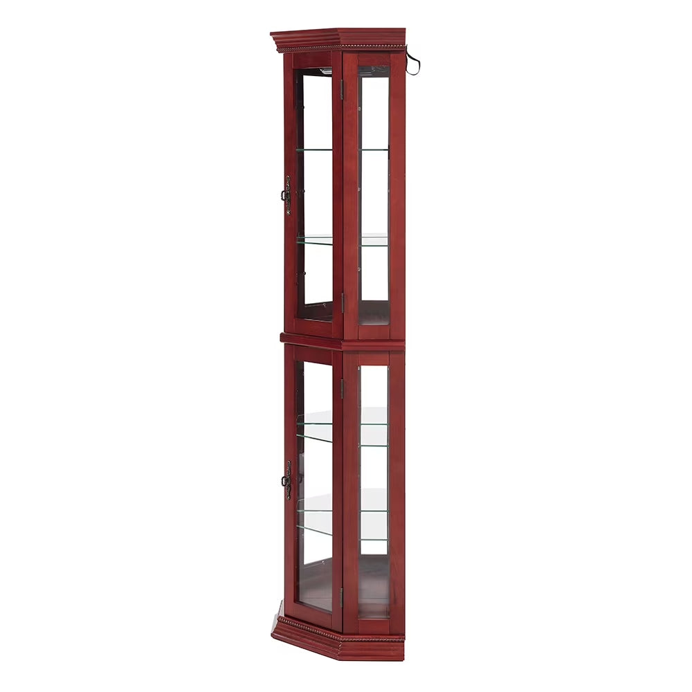 Bar Cabinet,Cabinet Shelf Glass Cabinet Shelves,Corner Curio Cabinet Lighted Corner Display, Glass Display Shelf Shelving Bar Cabinet with Tempered Glass Door