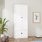 70.9 In. H X 86.8 In. W, White Wood Shoe Storage Bench, Coat Hanger & Wardrobe 3-IN-1 (Shoe Storage & Wardrobe)