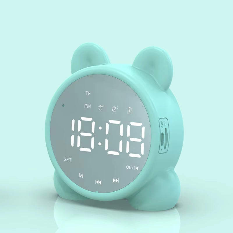 Bluetooth Mirror Table Clock Kids Alarm Clock Cute Cat Digital Alarm Clock for Kids Bedside Clock Children'S Sleep Led Clocks