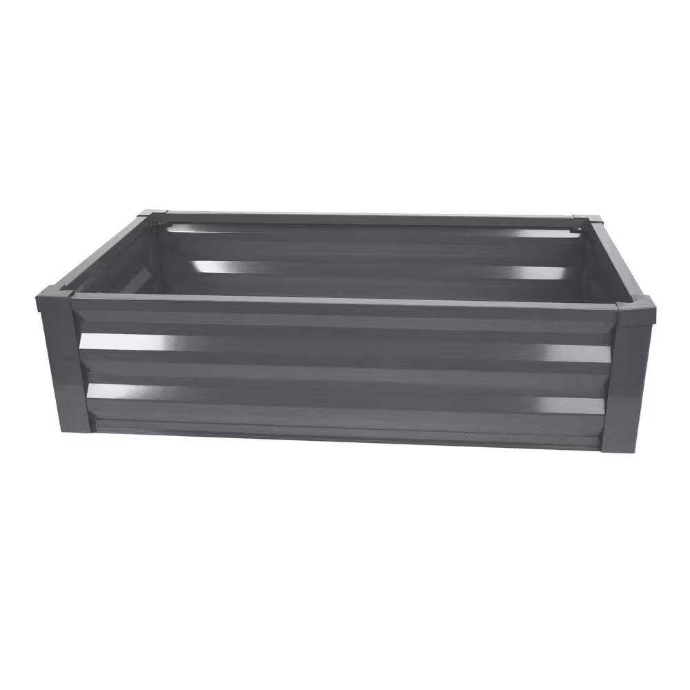 Gray Galvanized Steel Rectangle Raised Garden Bed (48 In. L X 24 In. W X 10 In. H)