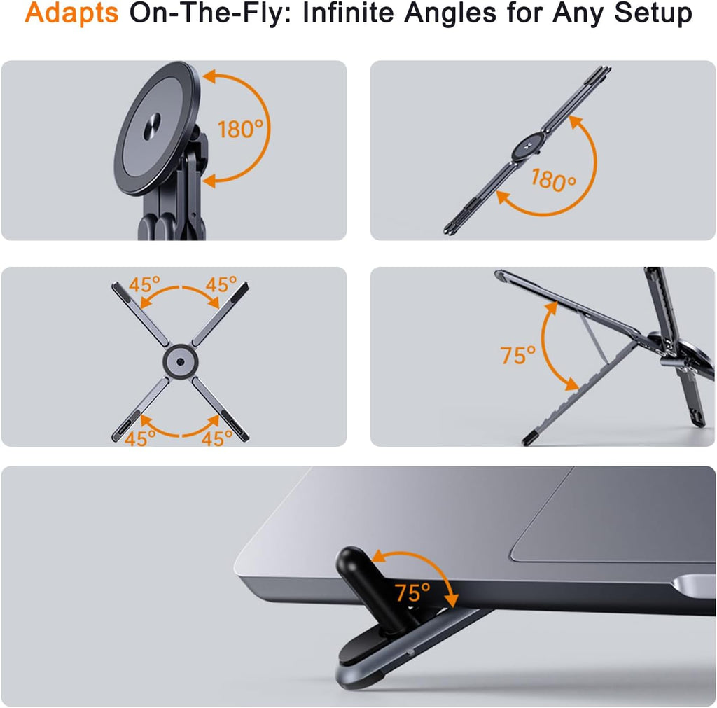Pocket-Size Laptop Stand for Desk, Magnetic Phone Tablet Holder