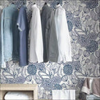 Navy Secret Garden Peel and Stick Wallpaper