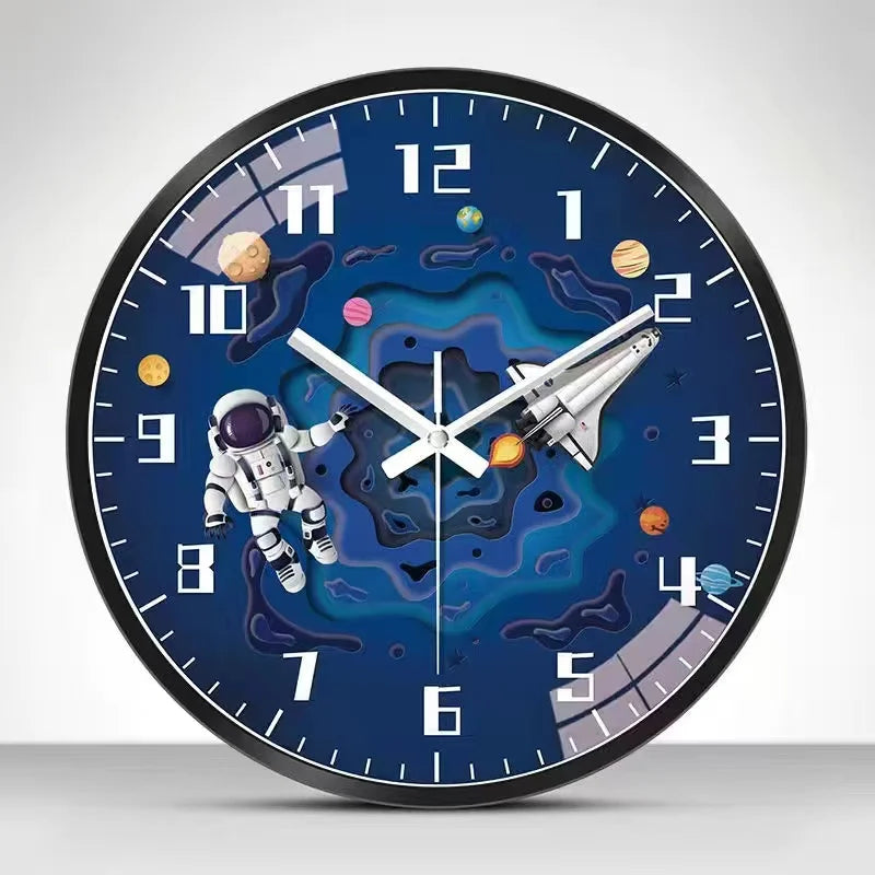 Wall Clock Home Decor Circular Clock Mirror Interstellar Universe Clock Simple Art Bedroom Wall Children'S Room Mute Clock