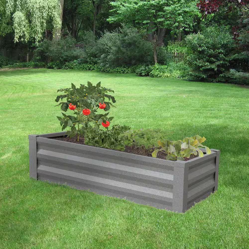 Gray Galvanized Steel Rectangle Raised Garden Bed (48 In. L X 24 In. W X 10 In. H)