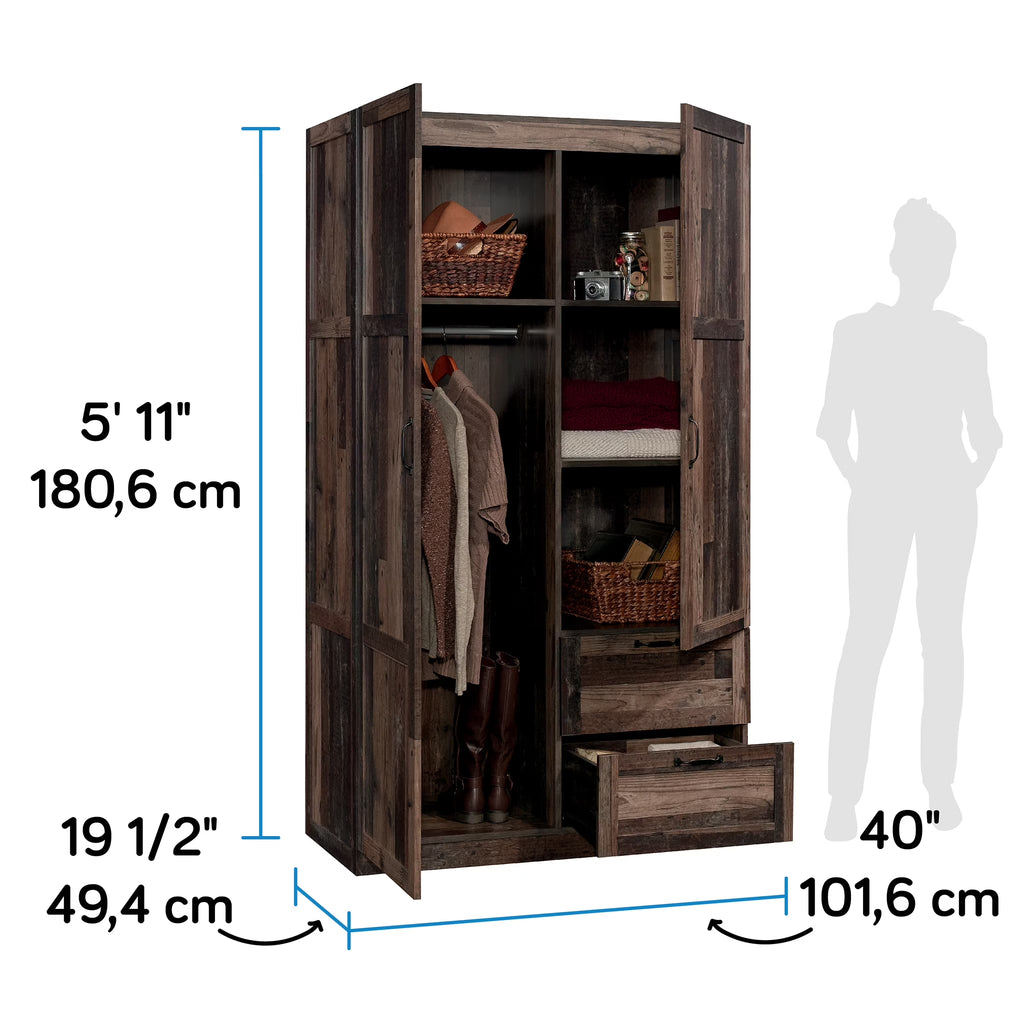 Select Wardrobe Armoire, Reclaimed Pine Finish