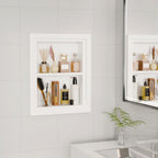 Solid Wood 14 X 18 Recessed Medicine Cabinet,2-Tier, Medicine Cabinet Organizer,Wall Niche, Bathroom Wall Cabinet, Recessed Bathroom Cabinet,Recessed Wall Cabinet, Bathroom Cabinet with Storage, White