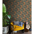 Teal Clementine Garden Vinyl Matte Peel and Stick Wallpaper Roll