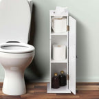 Bathroom Cabinet, Storage Cabinet,Small Toilet Paper Cabinet, Bathroom Corner Cabinet with Doors and Shelves, White