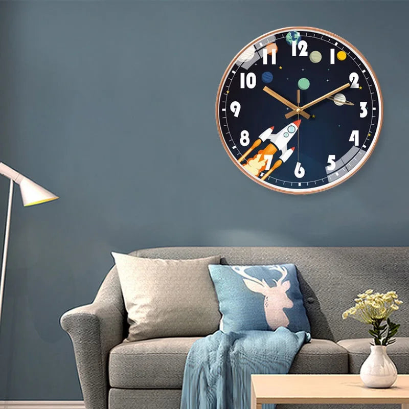 Wall Clock Home Decor Circular Clock Mirror Interstellar Universe Clock Simple Art Bedroom Wall Children'S Room Mute Clock