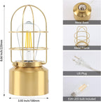 Small Touch Gold Table Lamp for Small Spaces - 3 Way Dimmable Industrial Bedside Lamp - Steampunk Antique Nightstand Desk for Bedroom, Living Room (Bulb Included)