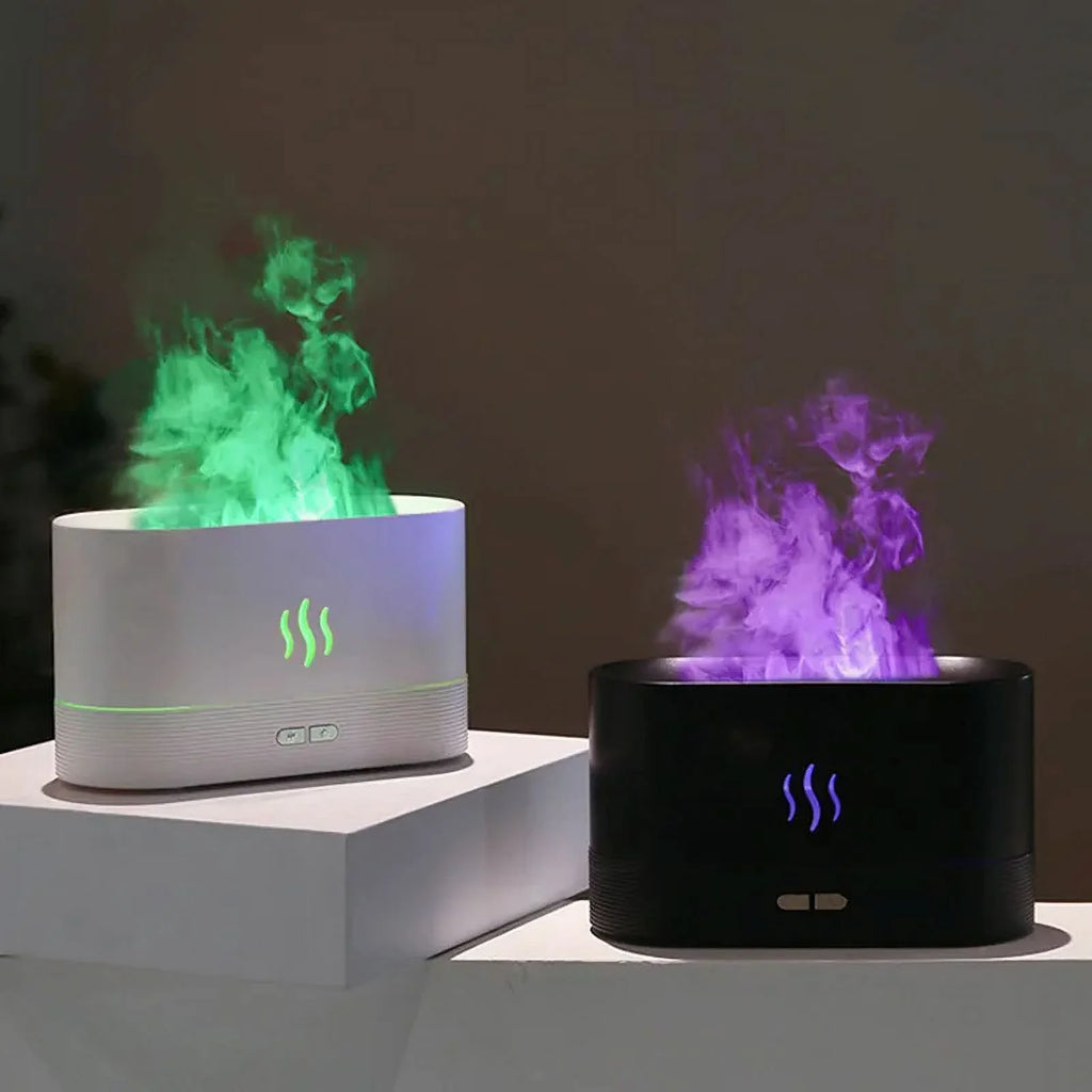 Humidifier,Ultrasonic Cool Mist Humidifier with 7 Colors Flame Lights,Essential Oil Diffuser,For Room,White