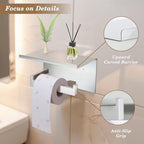 - Wall Mounted Toilet Paper Holder with Shelf Brushed Nickel
