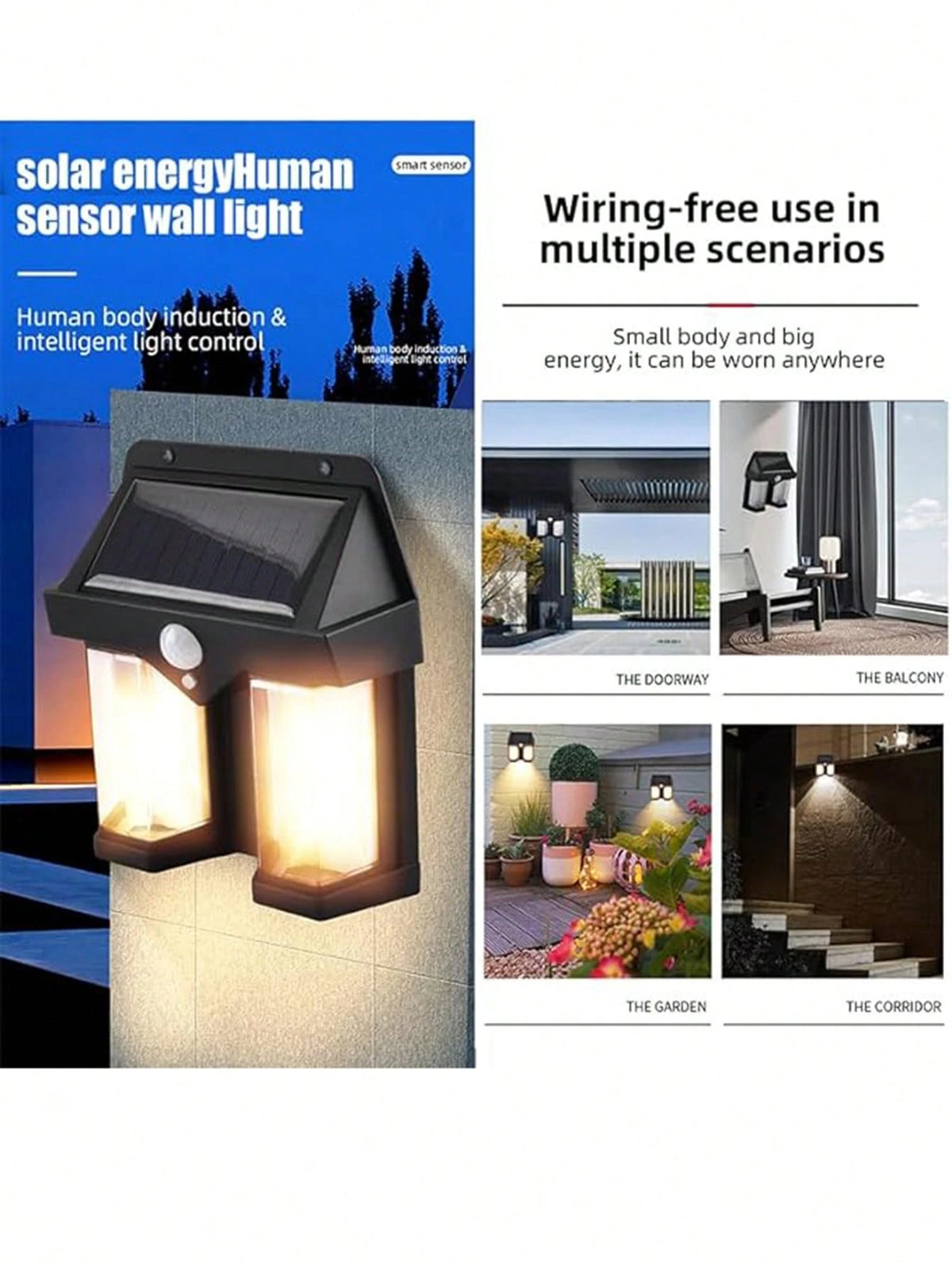 1Pc Outdoor Solar Induction Tungsten Light, IP65 Waterproof Garden Light, Dusk to Dawn Outdoor Lighting, Black Warm Light Garden Landscape Light, Villa Garden Exterior Wall Front Porch Road Garage Garden Security Light Waterproof Courtyard Wall Light
