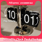 Digital down Clock Retro Minimalist Single Foot Mechanical Auto Clock Desk Clock for Home Livingroom Desk Clock