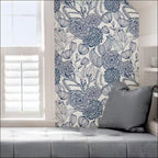 Navy Secret Garden Peel and Stick Wallpaper