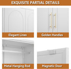 71" White Metal Armoire Wardrobe Closet with 2 Doors and Shelves